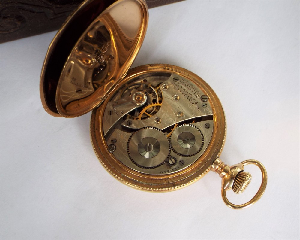 Art Nouveau Waltham full hunter pocket watch View V