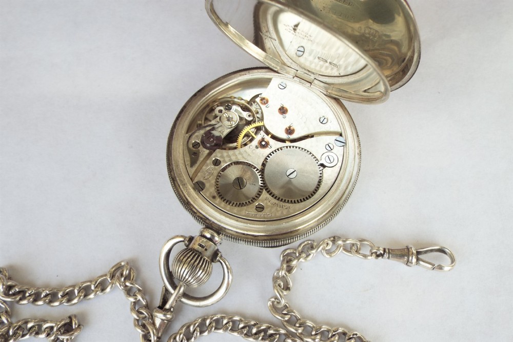 1921 silver Dimier Frères pocket watch with chain View III