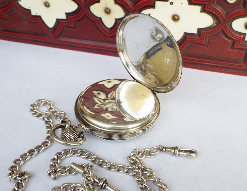 1921 silver Dimier Frères pocket watch with chain View IV