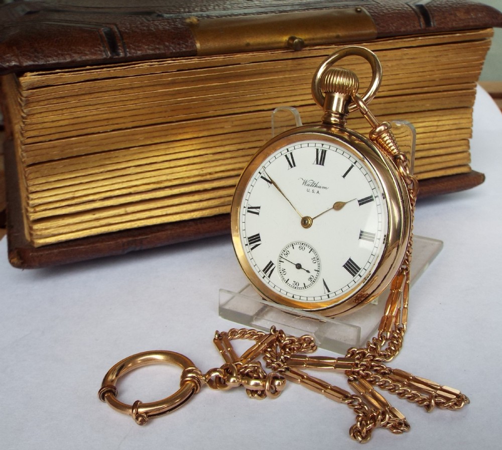 1915 Waltham Marquis pocket watch and albert