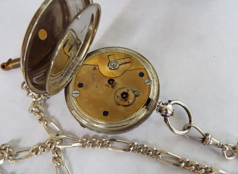1909 Kays Triumph silver pocket watch with albert View IV