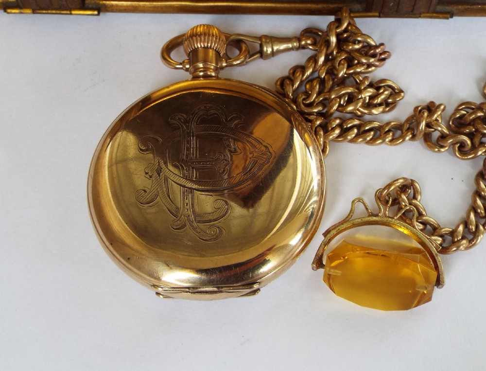 Antique Cyma gold plated pocket watch and albert View II