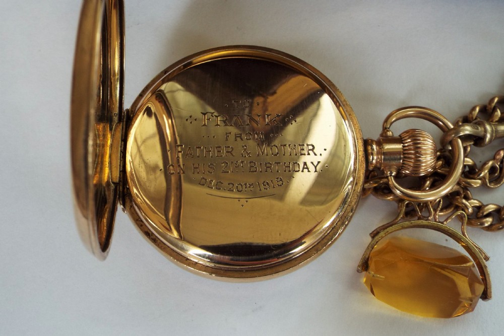 Antique Cyma gold plated pocket watch and albert View III