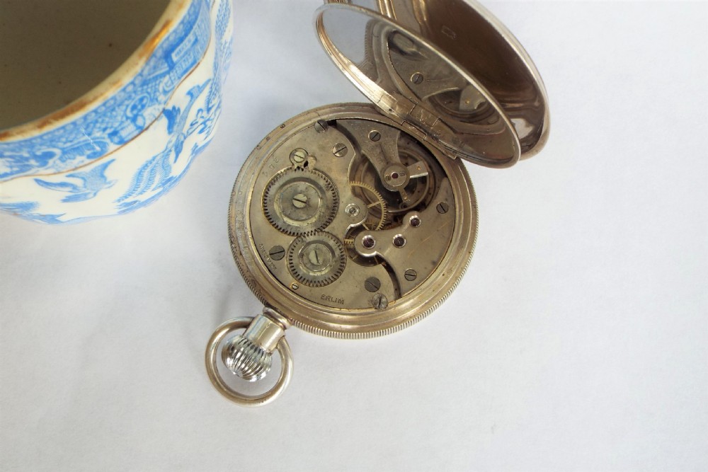 Silver Erlim full hunter pocket watch, 1922 View V