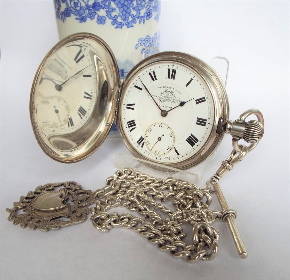 1920s Thomas Russell hunter pocket watch and chain