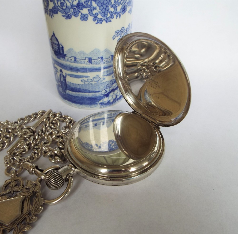 1920s Thomas Russell hunter pocket watch and chain View III