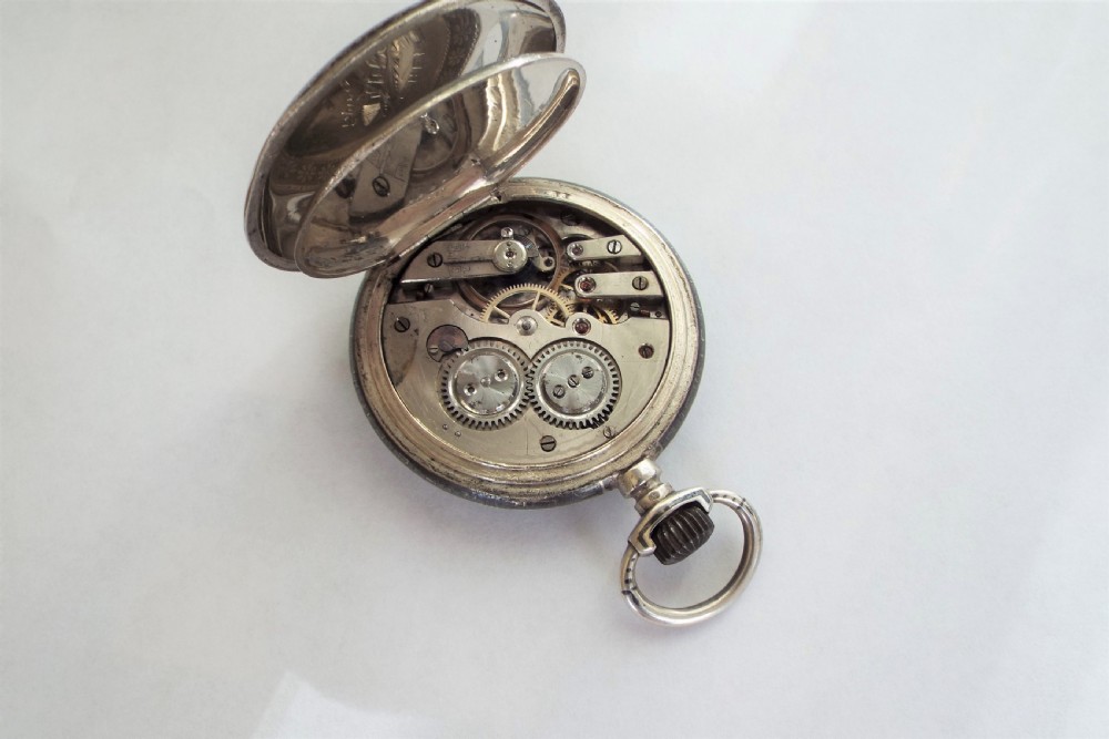 Antique niello hunter pocket watch, Aeby & Landry View V