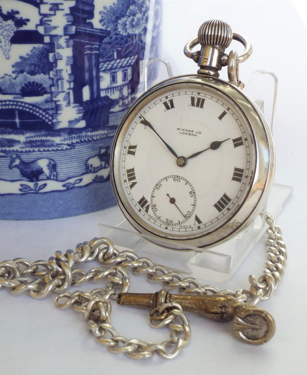 1930 silver pocket watch, W Hinds, London 