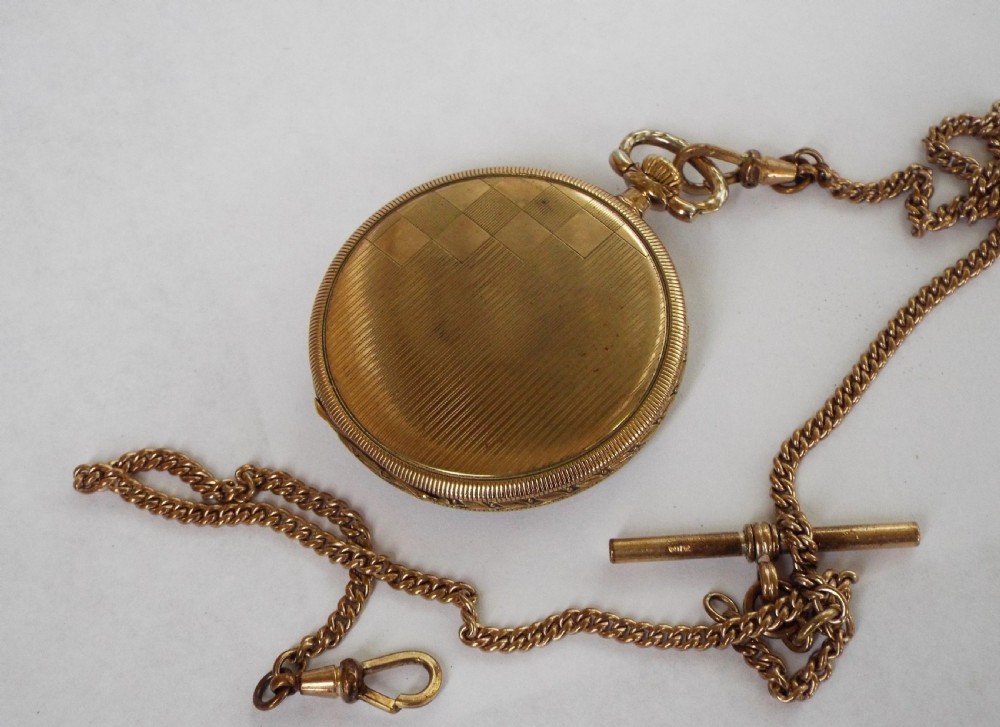 1930s Art Deco pocket watch with chain View II