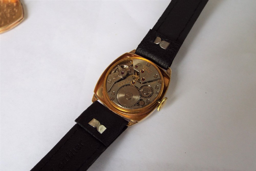 9ct gold mid-size Zodiac cushion cased wrist watch View III