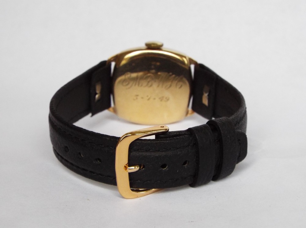 9ct gold mid-size Zodiac cushion cased wrist watch View VI