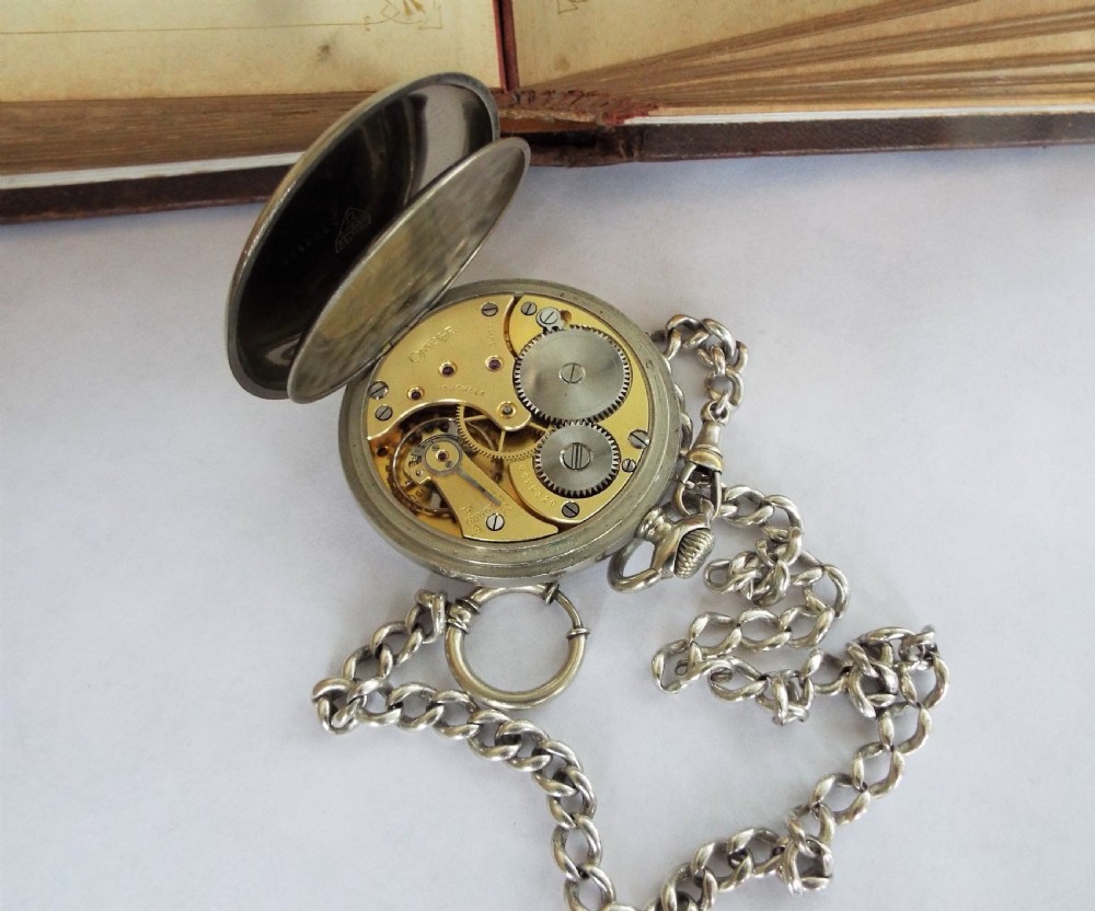 1930s Omega pocket watch and chain View IV