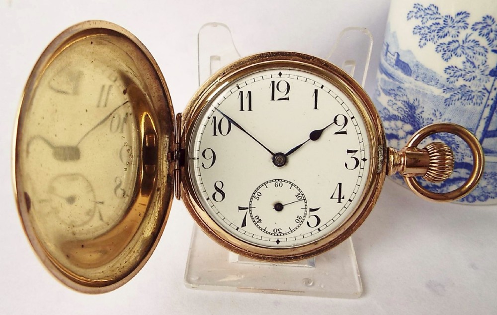 An antique Swiss full hunter pocket watch, circa 1910s.