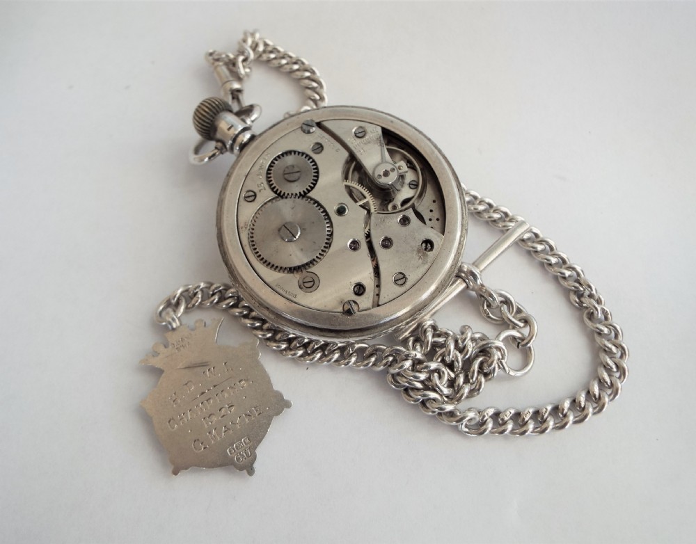 1927 silver Revue pocket watch with chain View III