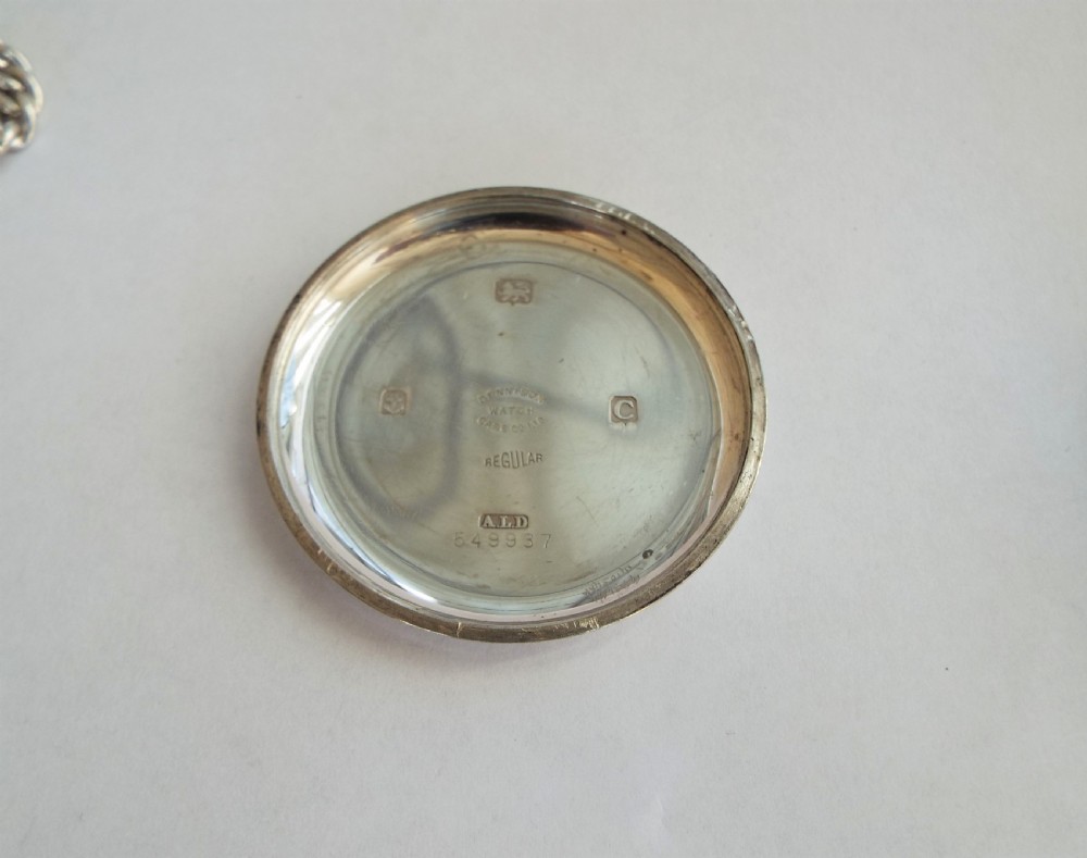 1927 silver Revue pocket watch with chain View IV