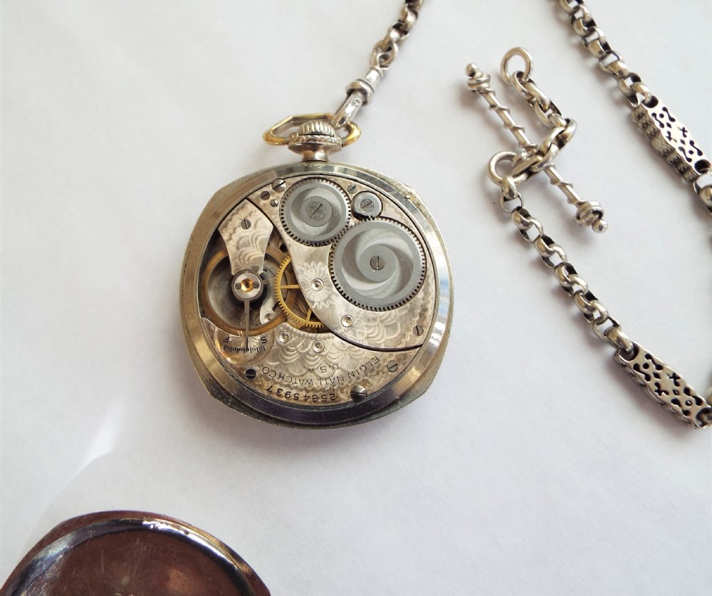 1923 Elgin white gold filled pocket watch View II
