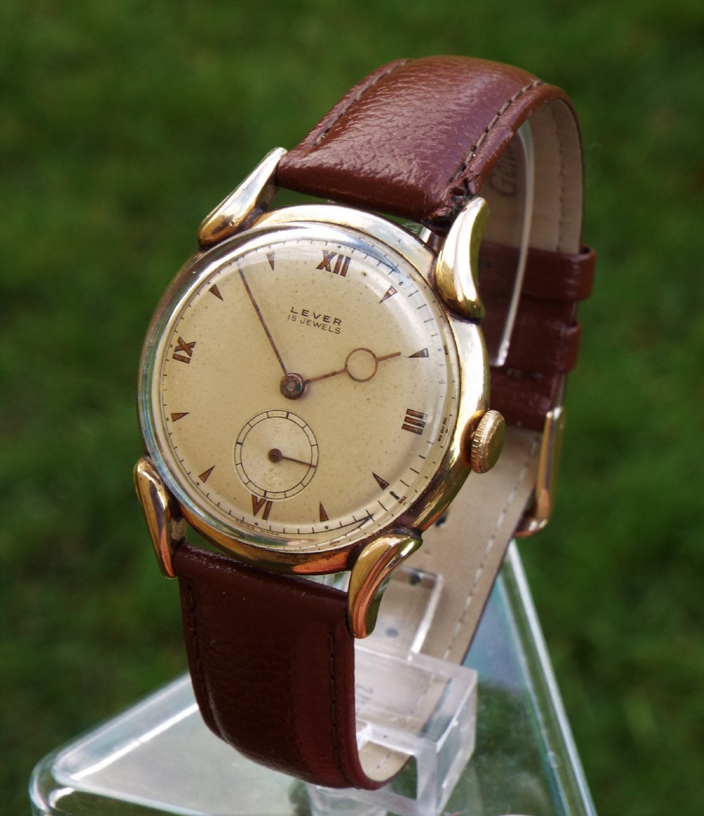 Gents 1950s Lever wrist watch with teardrop lugs