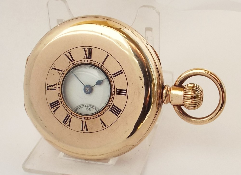 Antique 1917 Waltham Traveler half hunter pocket watch.