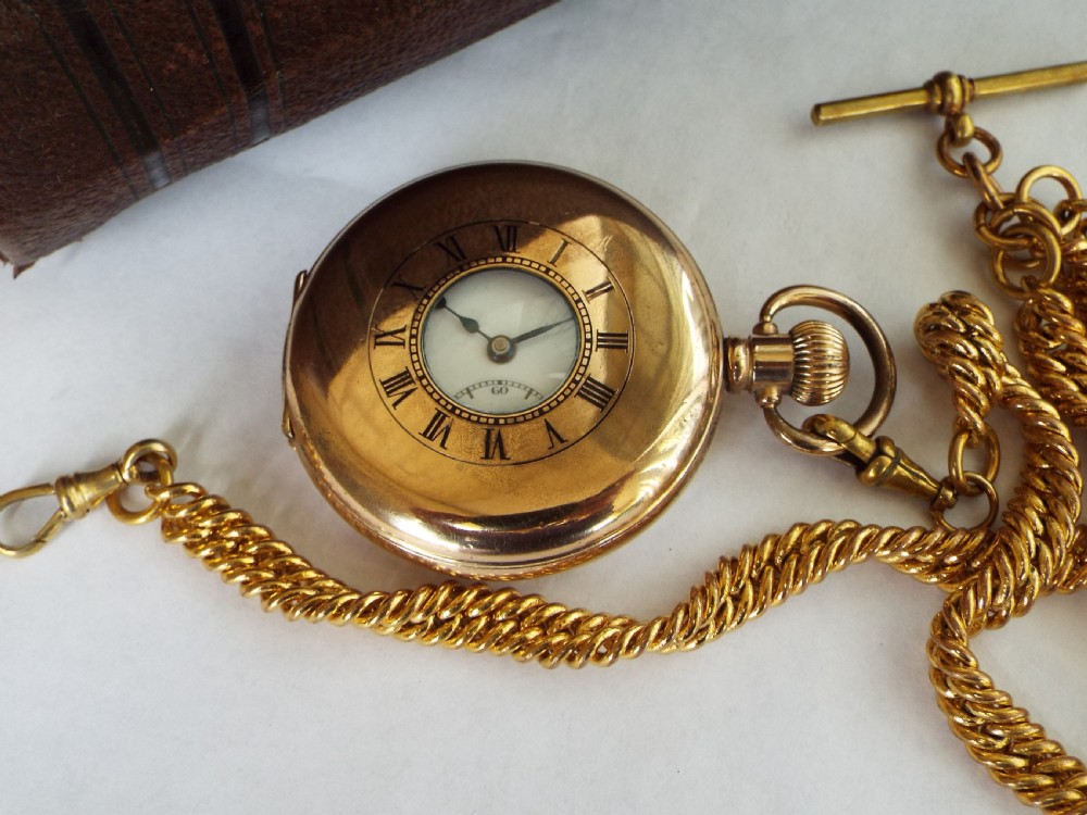 Buren half hunter pocket watch with double albert View II