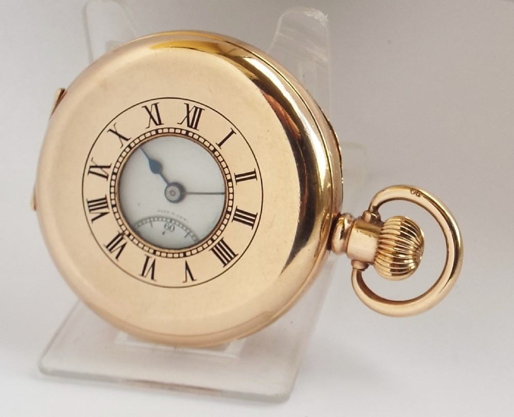 Antique 1905 Elgin half hunter pocket watch.