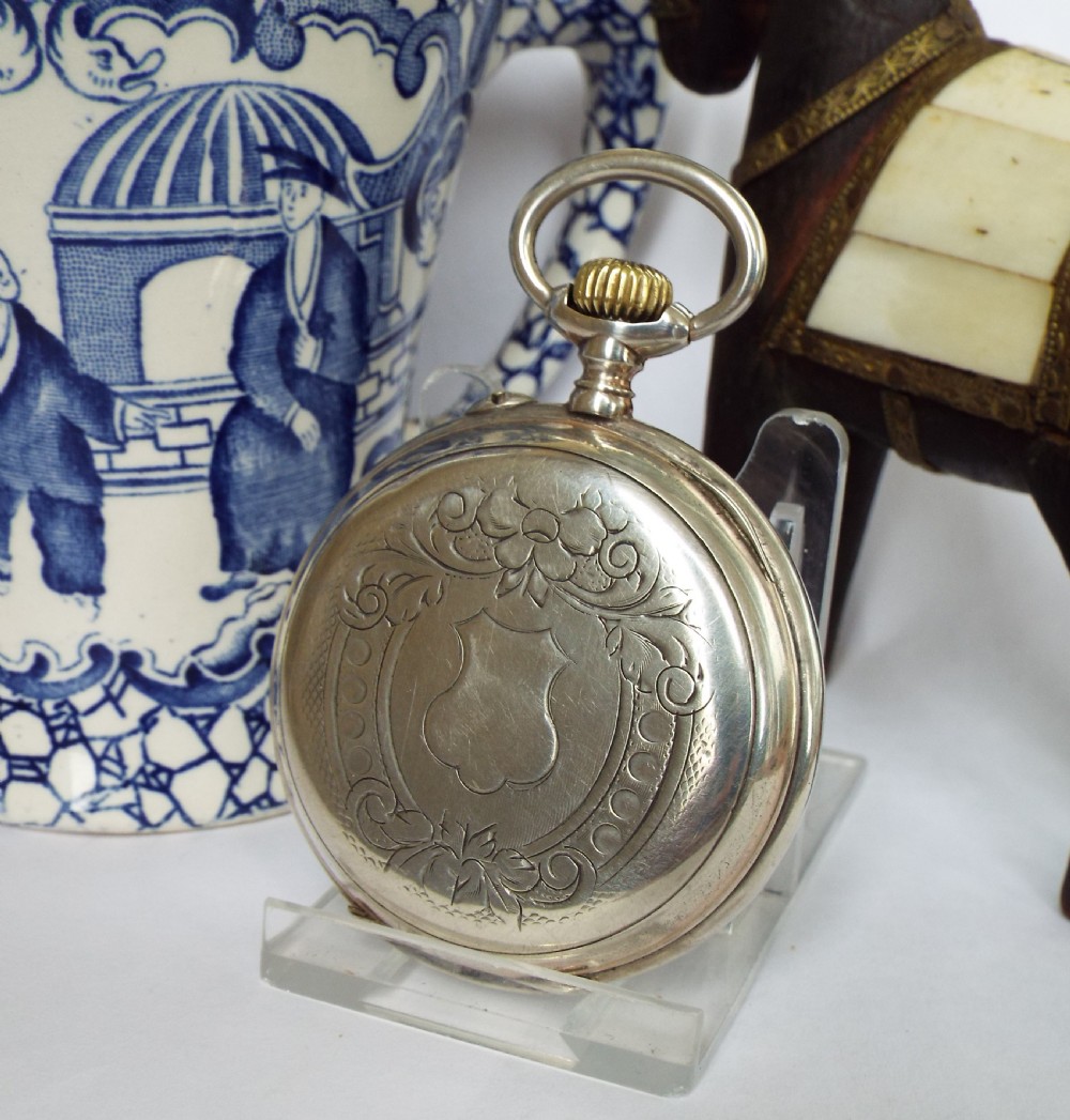 An antique silver pocket watch, c1910s View II