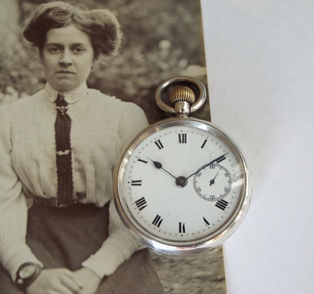 Antique silver fob watch, J Rotherham & Son, 1907
