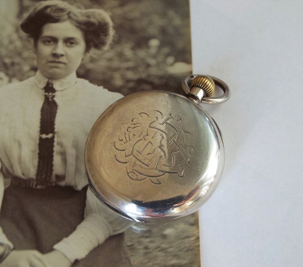 Antique silver fob watch, J Rotherham & Son, 1907 View II