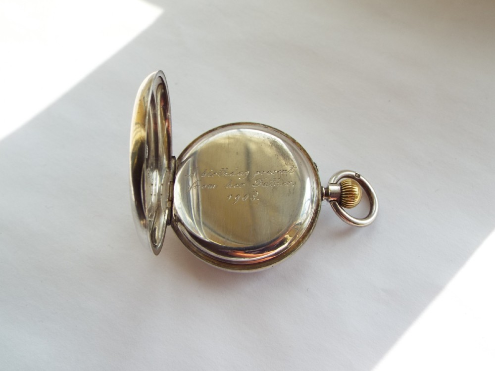 Antique silver fob watch, J Rotherham & Son, 1907 View IV