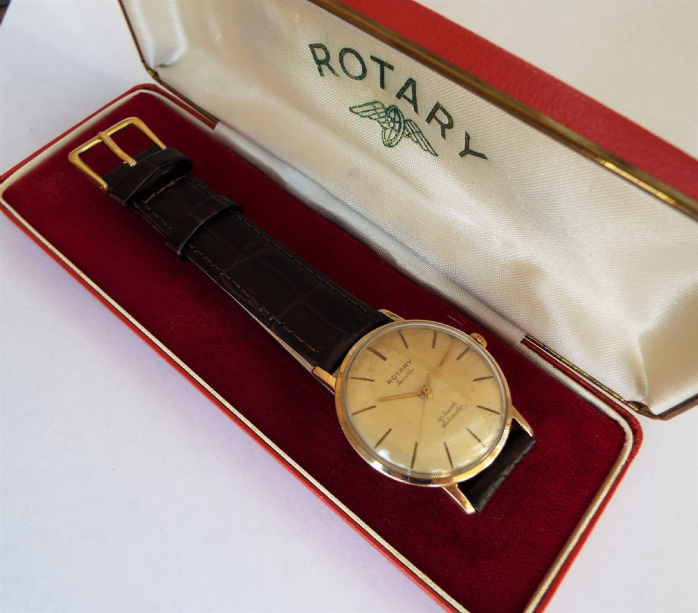 Gents 9ct gold boxed Rotary wrist watch, 1960 View II