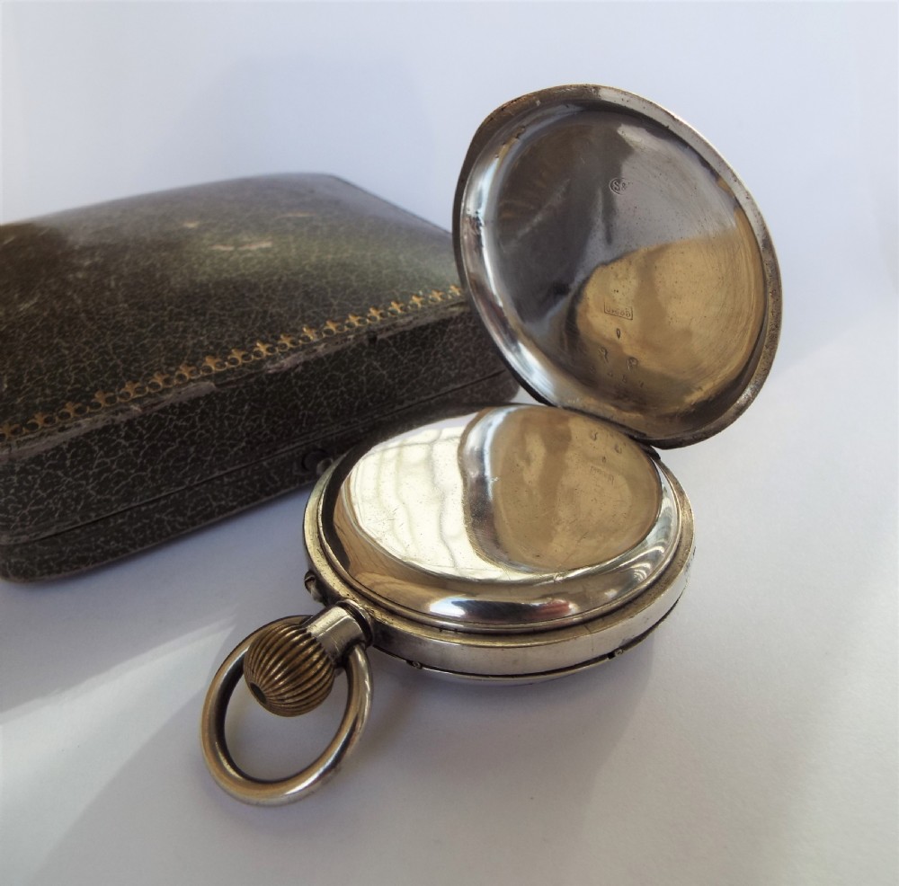 Antique silver triple date pocket watch,  Sandoz-Boucherin View IV