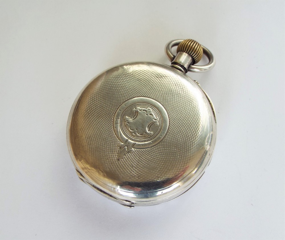 Antique silver triple date pocket watch,  Sandoz-Boucherin View VI