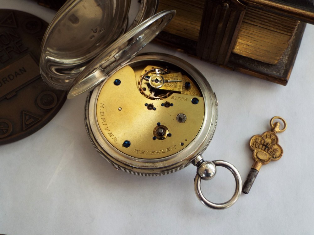 Antique silver centre seconds chrono pocket watch View IV