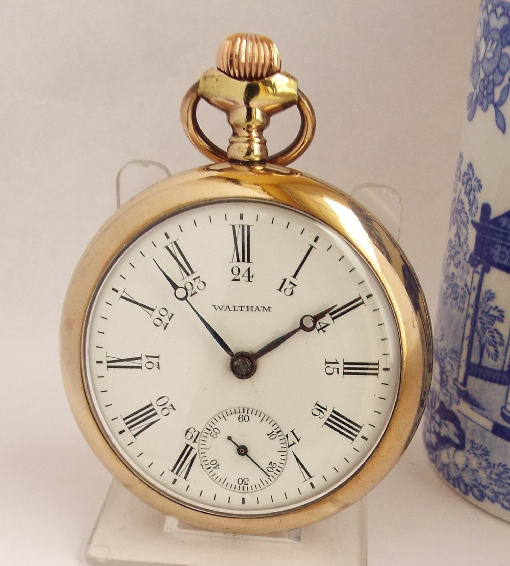 Large antique 1907 Waltham pocket watch.