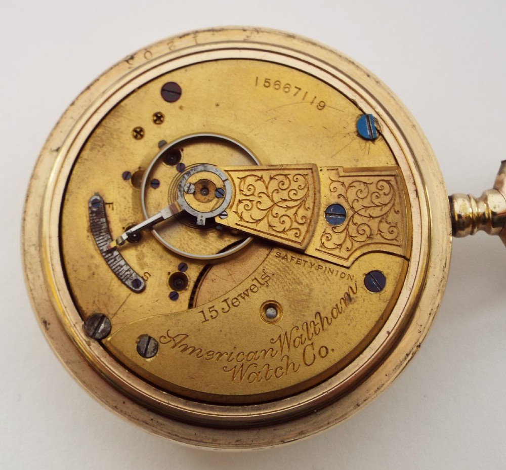 Large antique 1907 Waltham pocket watch. View III