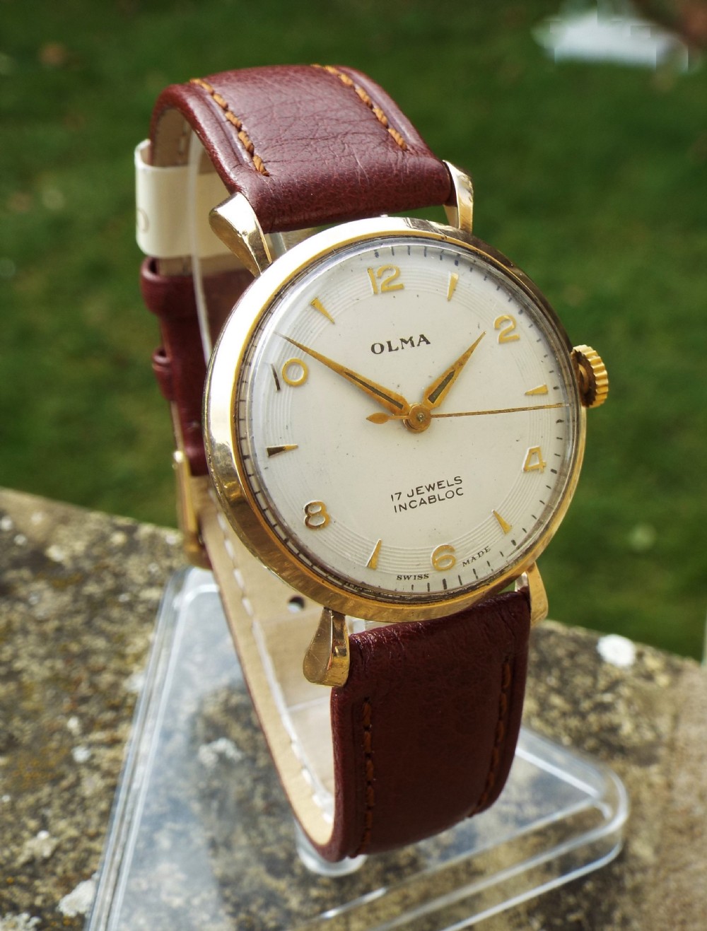 Gents 9ct gold Olma wrist watch, 1956 View II