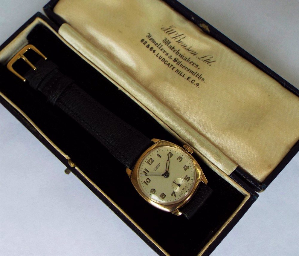 1952 9ct gold J W Benson mid-sized watch, boxed