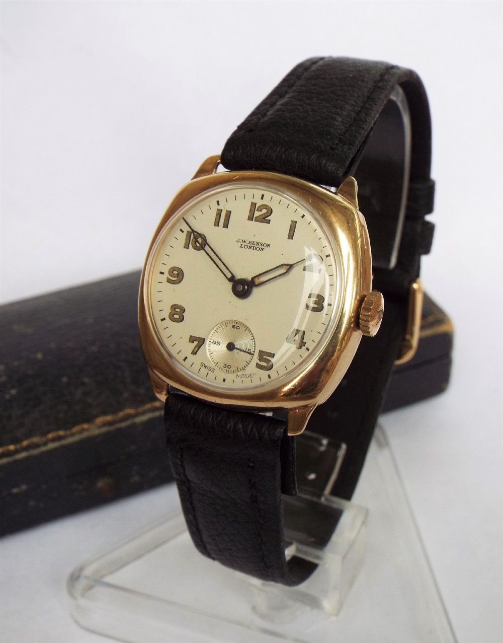 1952 9ct gold J W Benson mid-sized watch, boxed View II