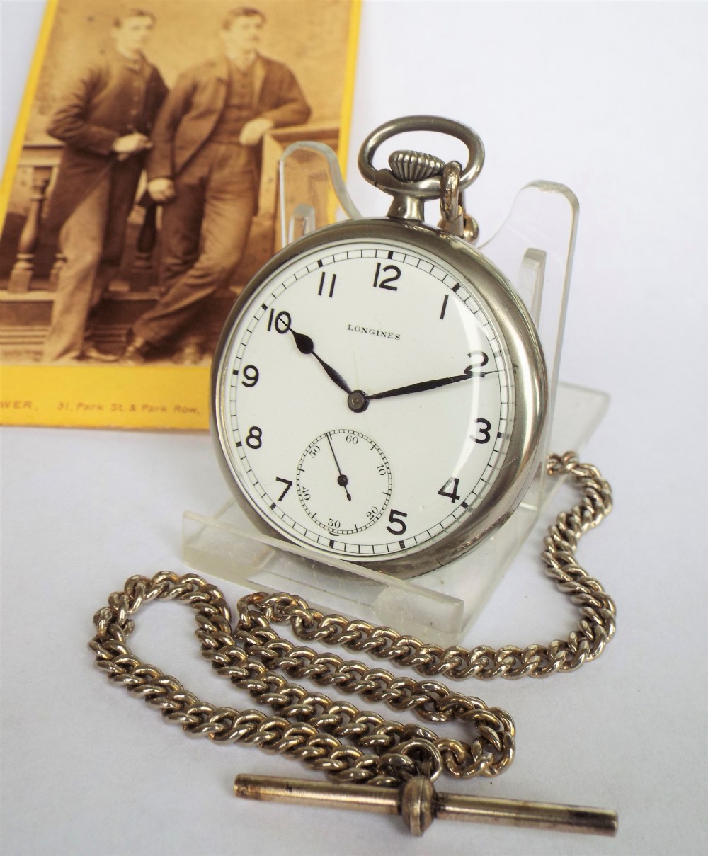 1945 Longines pocket watch with chain
