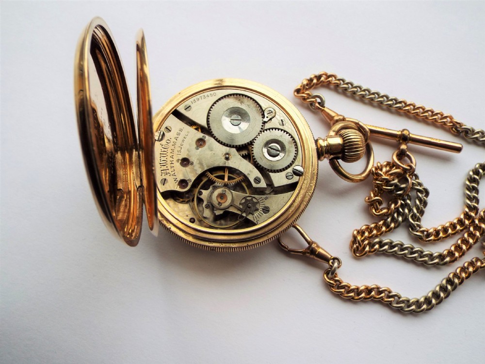 Antique 1904 Waltham pocket watch and chain View IV