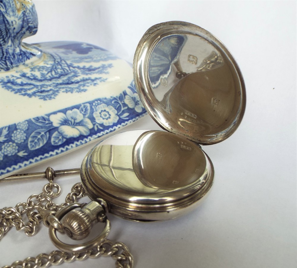 Antique silver Thomas Russell pocket watch & chain View IV