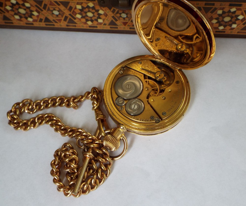 1923 Elgin full hunter pocket watch and chain View II
