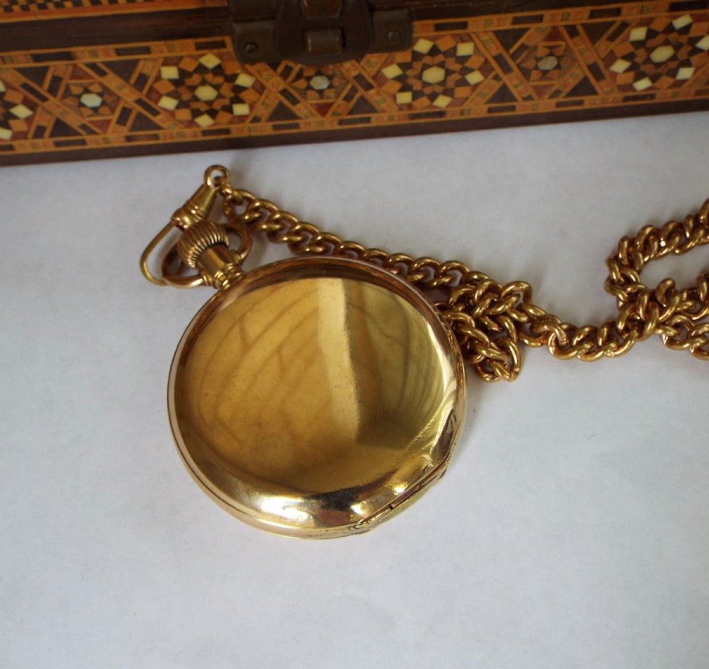 1923 Elgin full hunter pocket watch and chain View V