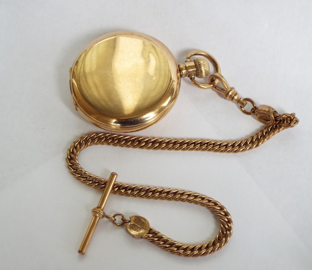 Denco half hunter pocket watch & horse shoe albert View III