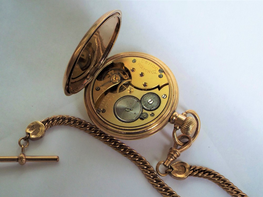 Denco half hunter pocket watch & horse shoe albert View IV