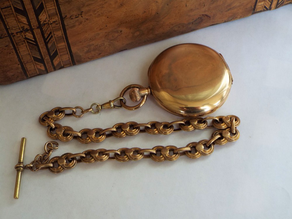 1908 Waltham Bond St hunter pocket watch & chain View IV