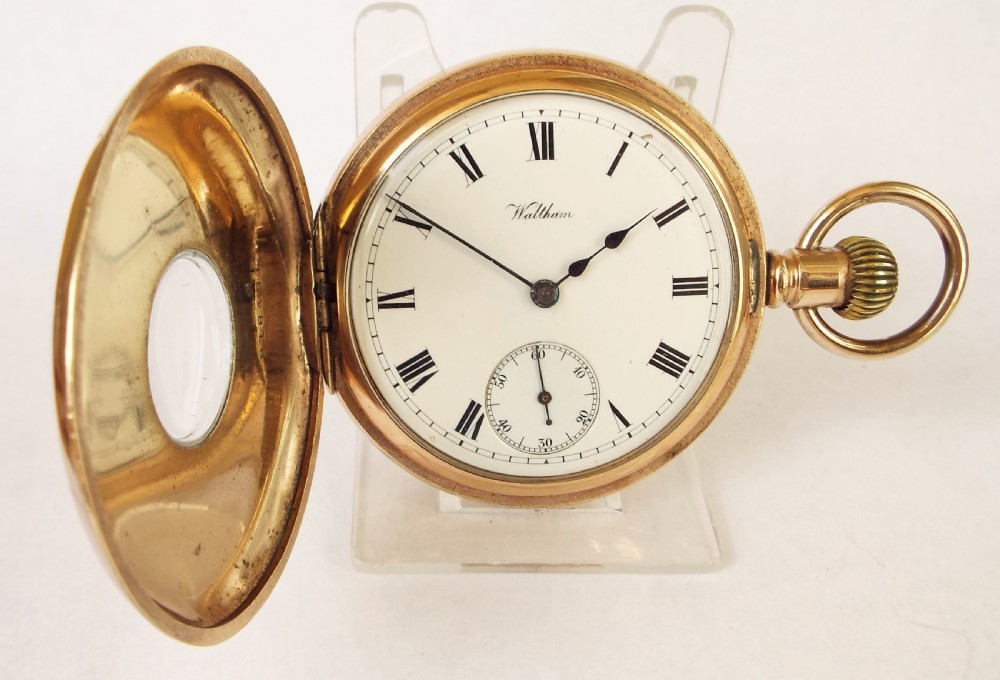 Antique Waltham Bond Street half hunter pocket watch. View II