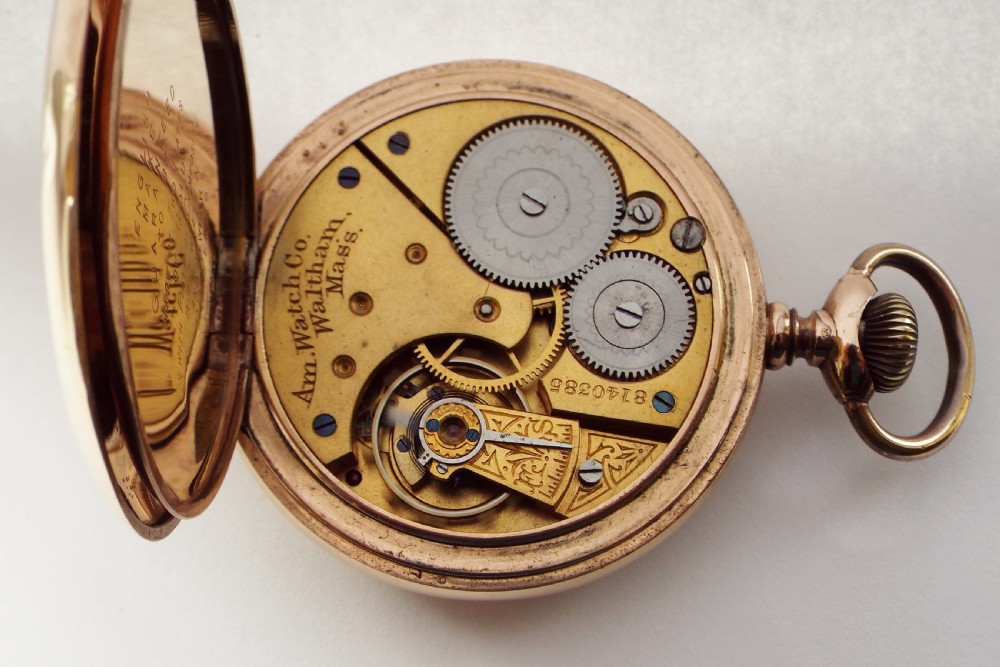 Antique gold filled Waltham pocket watch 1897. View V