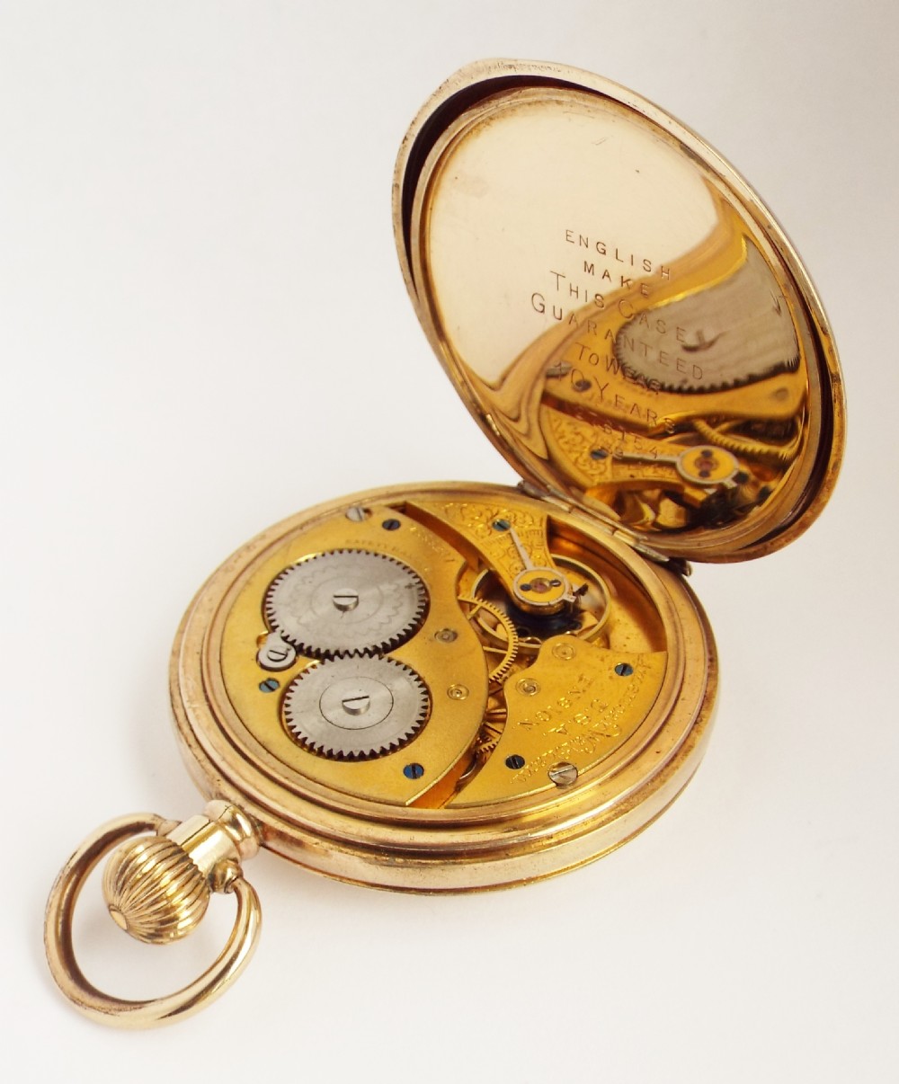 Antique 1897 Waltham Ensign full hunter pocket watch. View V