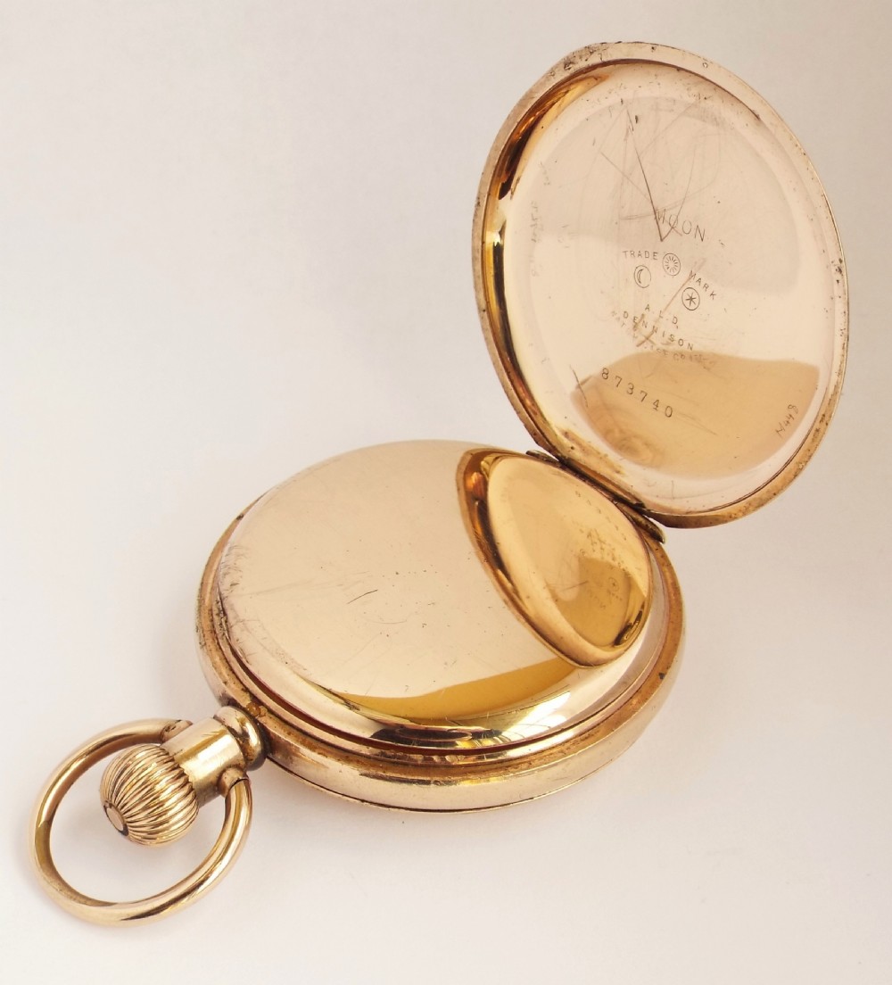 Antique 1905 Waltham Traveler full hunter pocket watch. View V