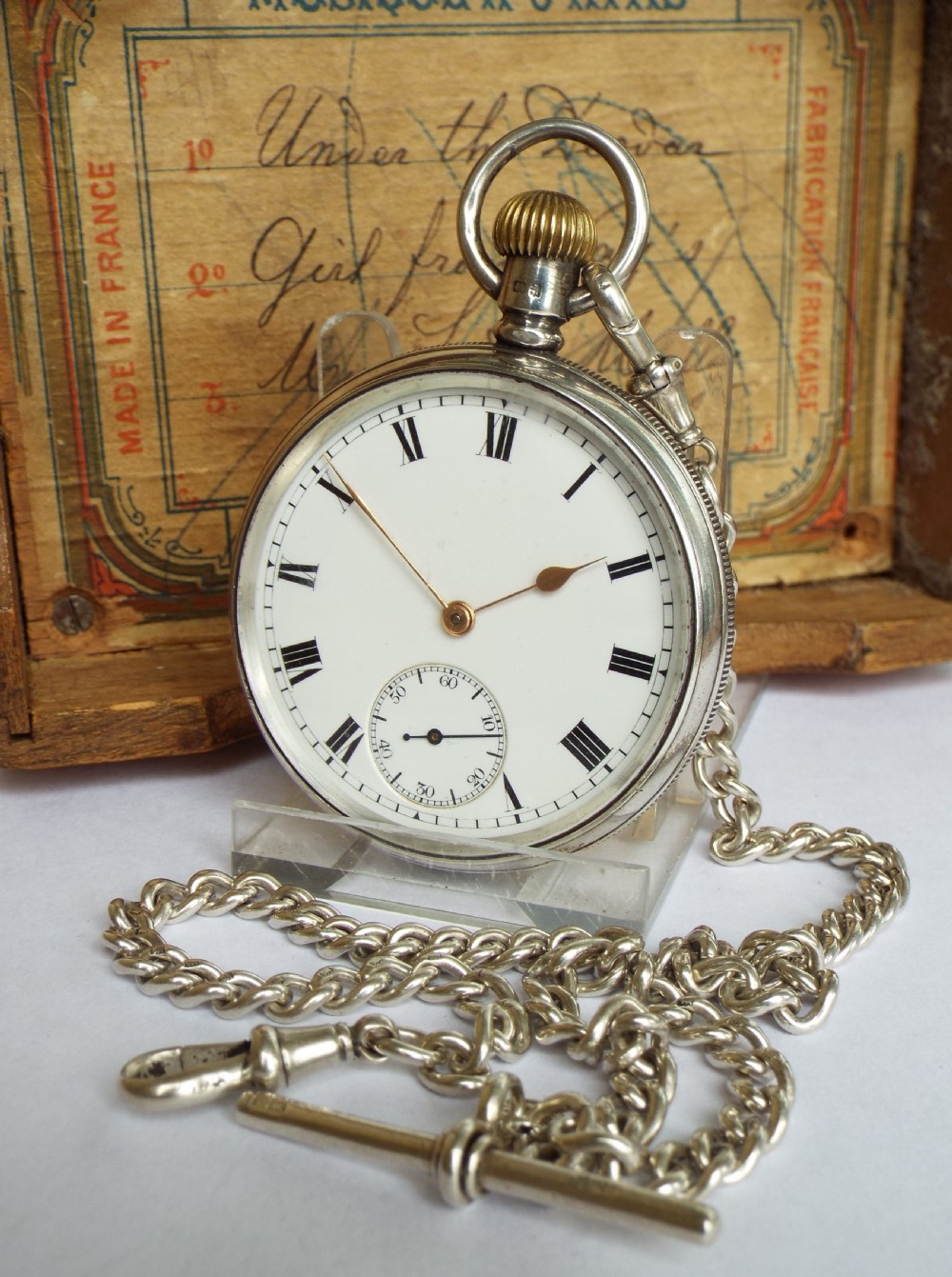 Antique silver Waltham Marquis pocket watch and chain